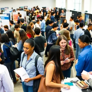 Students at UNM Career Fair interacting with employers and participating in workshops