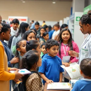 Students participating in UNM College of Pharmacy's Community Outreach Day workshop.