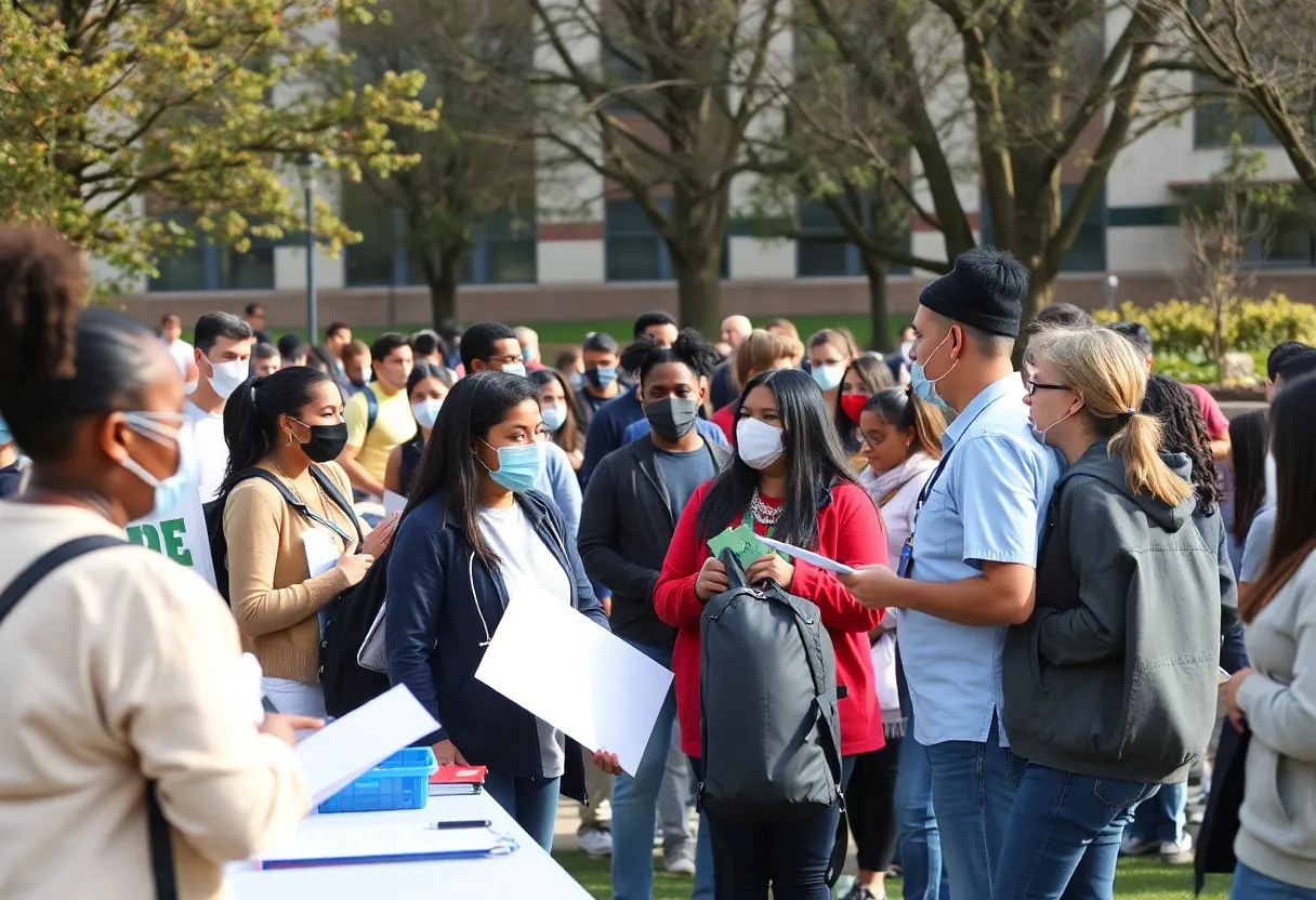Participants engaging in health services at UNM's community outreach event
