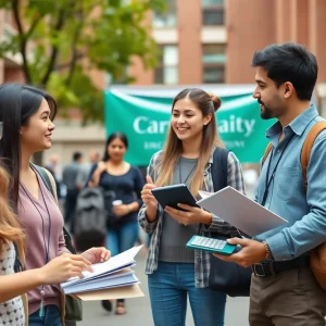 University of New Mexico students discussing college ROI resources