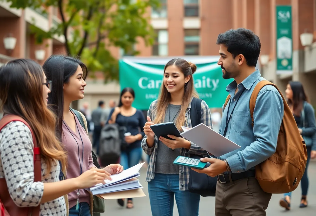 University of New Mexico students discussing college ROI resources