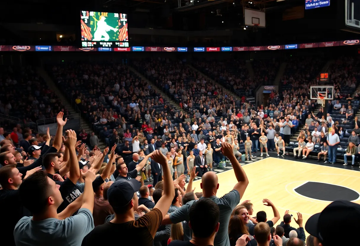 UNM Lobos celebrating a victory against Utah State