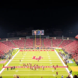 UNM Lobos football team in action during their game against Utah State