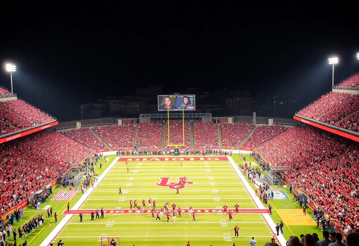 UNM Lobos football team in action during their game against Utah State