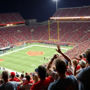 UNM Lobos football team playing against Nevada Wolf Pack at University Stadium.