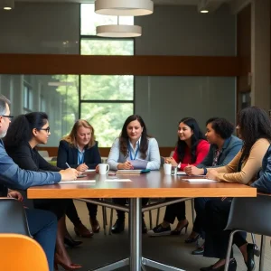 Faculty and community members at a meeting discussing the University of New Mexico president search.
