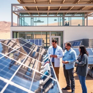 University of New Mexico renewable energy research facility with solar panels.