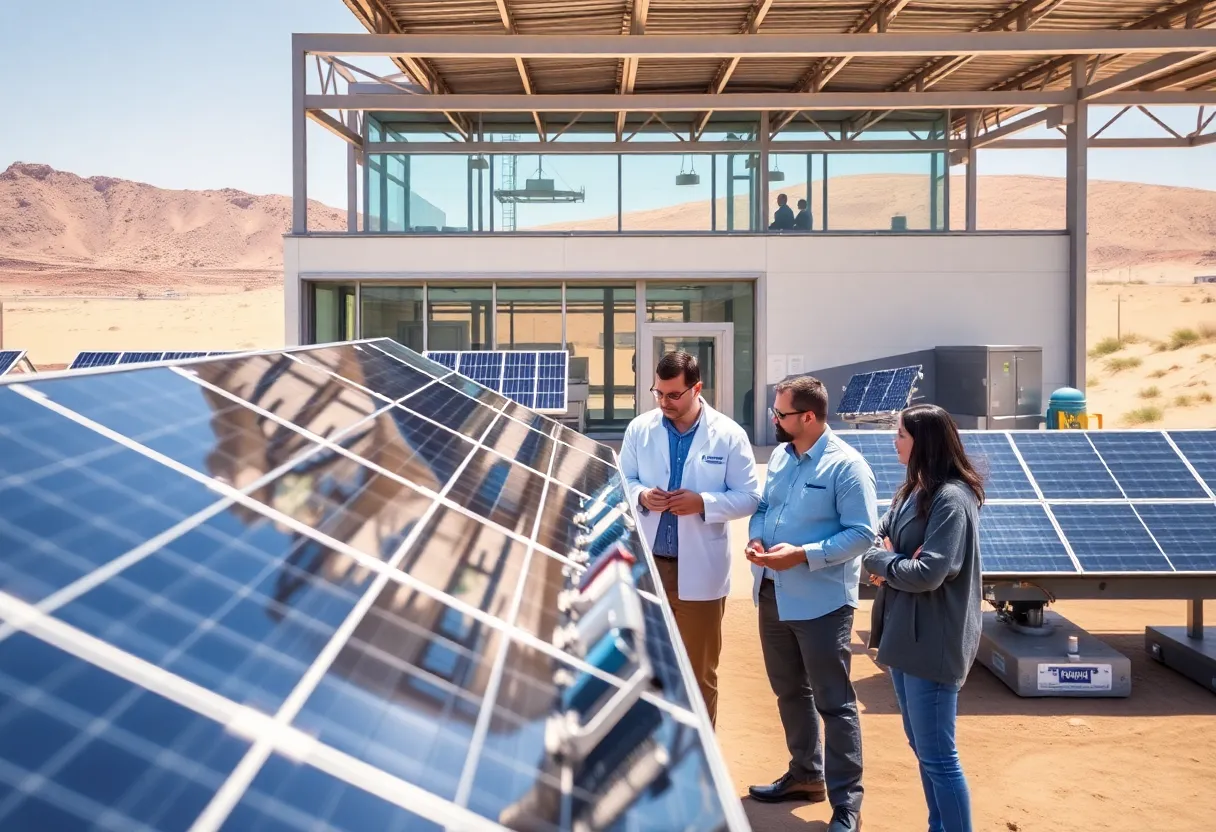 University of New Mexico renewable energy research facility with solar panels.