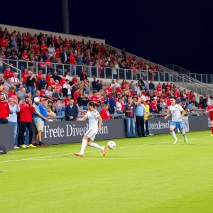 UNM men's soccer team in action during their match against Western New Mexico.