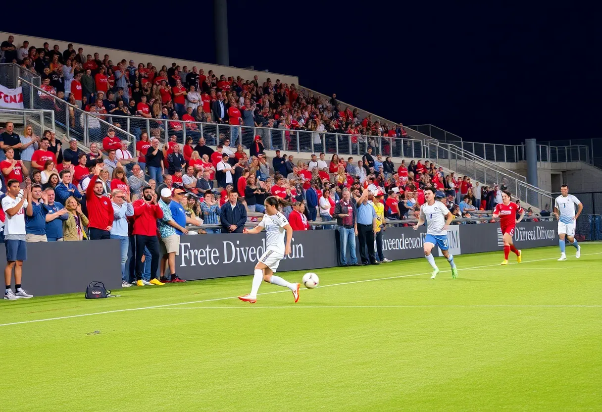 UNM men's soccer team in action during their match against Western New Mexico.