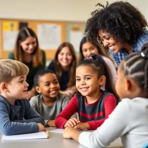 Group of teachers being trained in a classroom setting