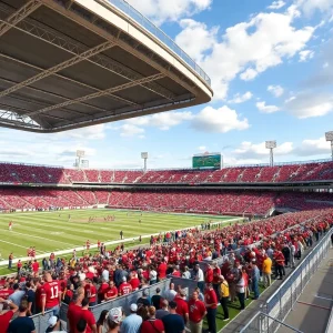 Architectural design for UNM stadium upgrade showing expanded seating and modern amenities.