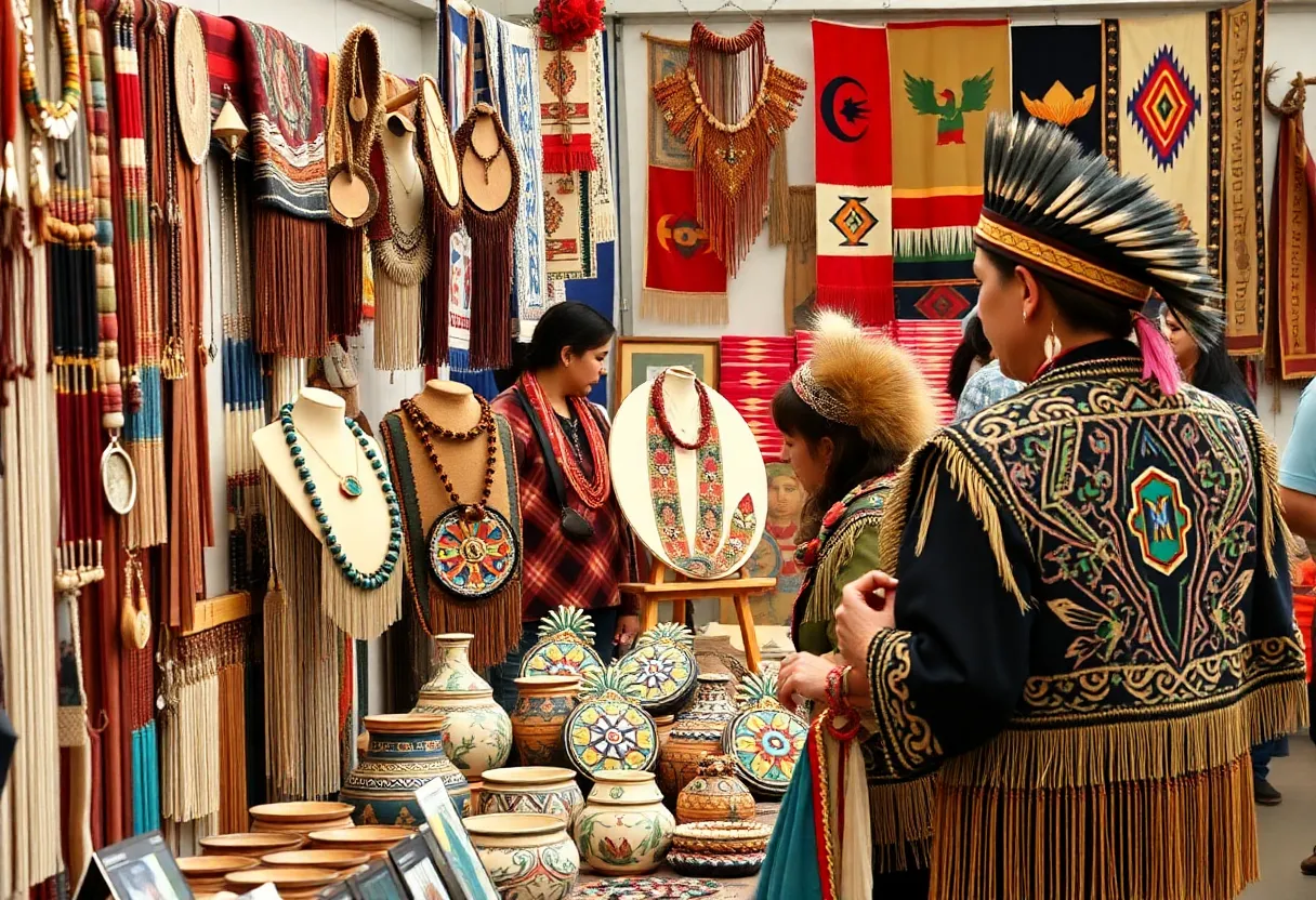 Display of Native American art at the Winter Indian Market in Albuquerque