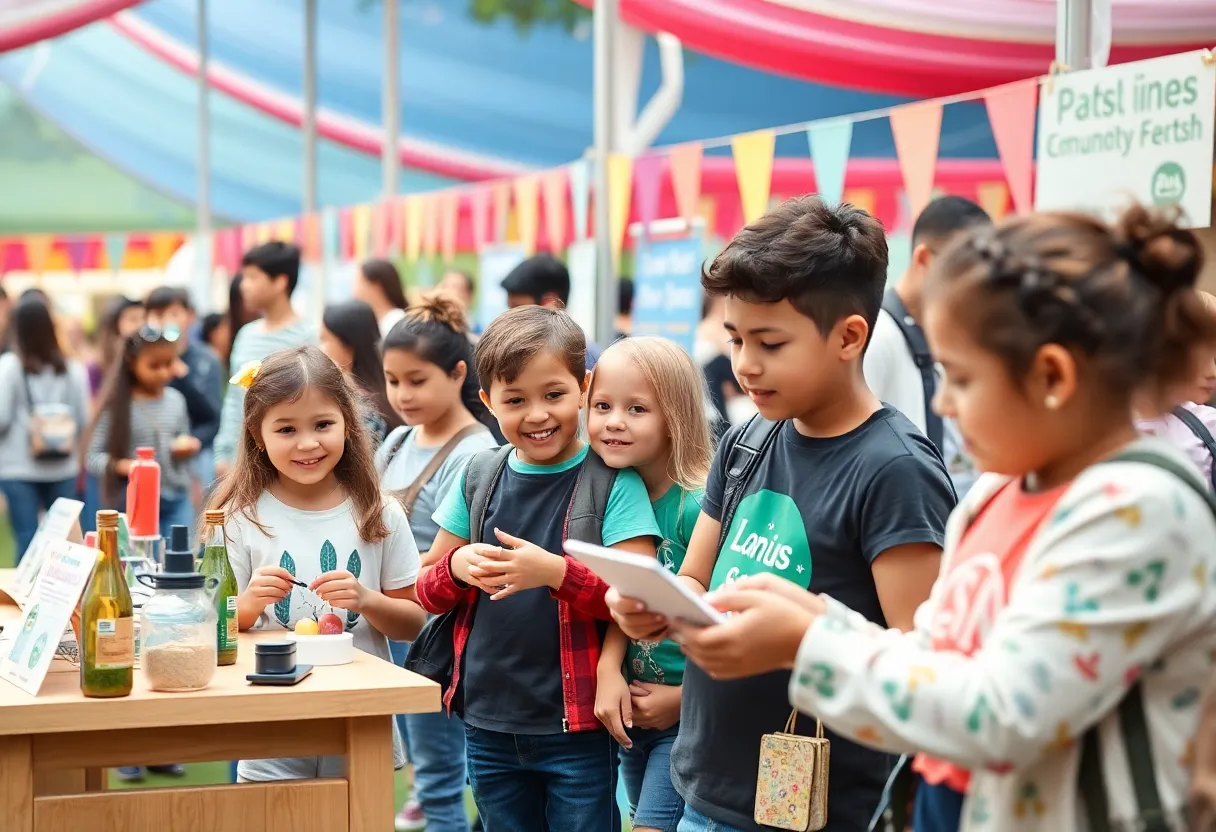 Young kids presenting business ideas at a community festival